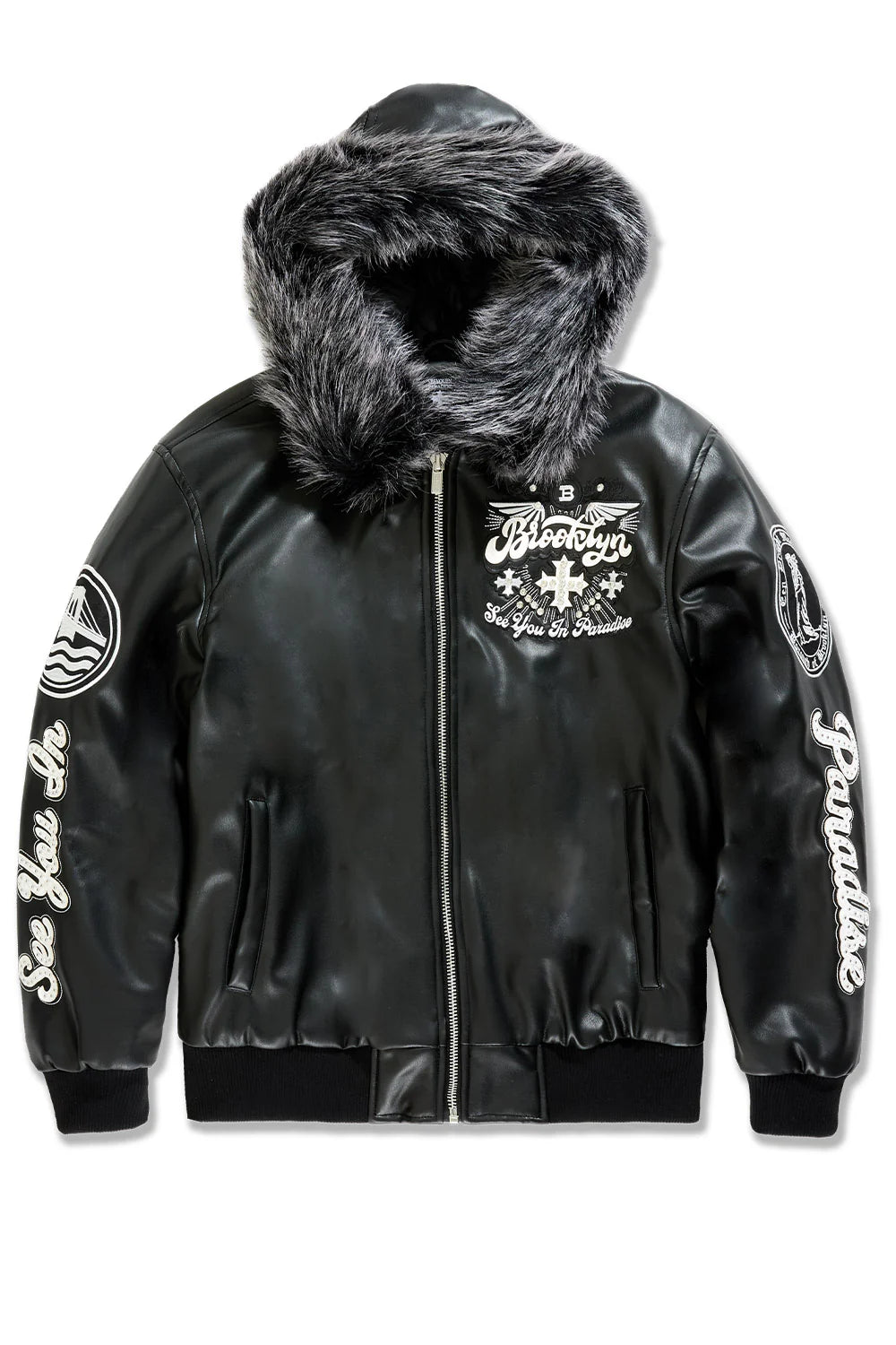 See You In Paradise- Crooklyn Hooded Bomber Jacket -Black