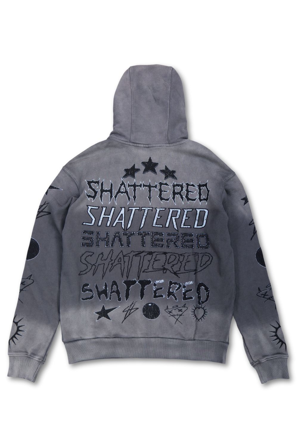 Shattered Hearts -Font Zip Up Hoodie