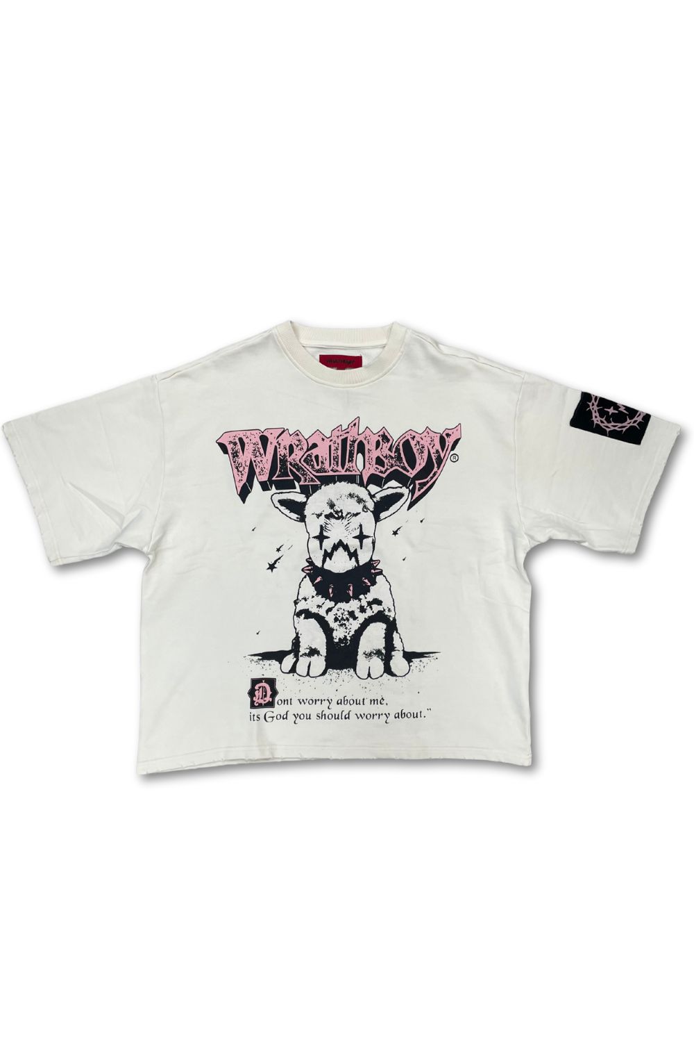 Wrathboy -The Lord Is My Shepard Oversized Cropped T - Shirt -Cream