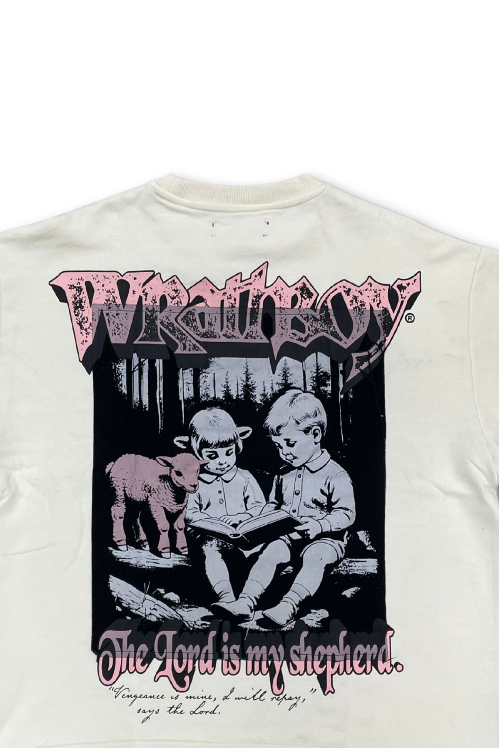 Wrathboy -The Lord Is My Shepard Oversized Cropped T - Shirt -Cream
