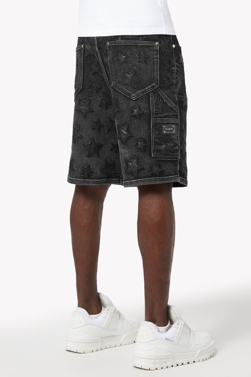 Guapi Obsidian Black Stars Denim Shorts