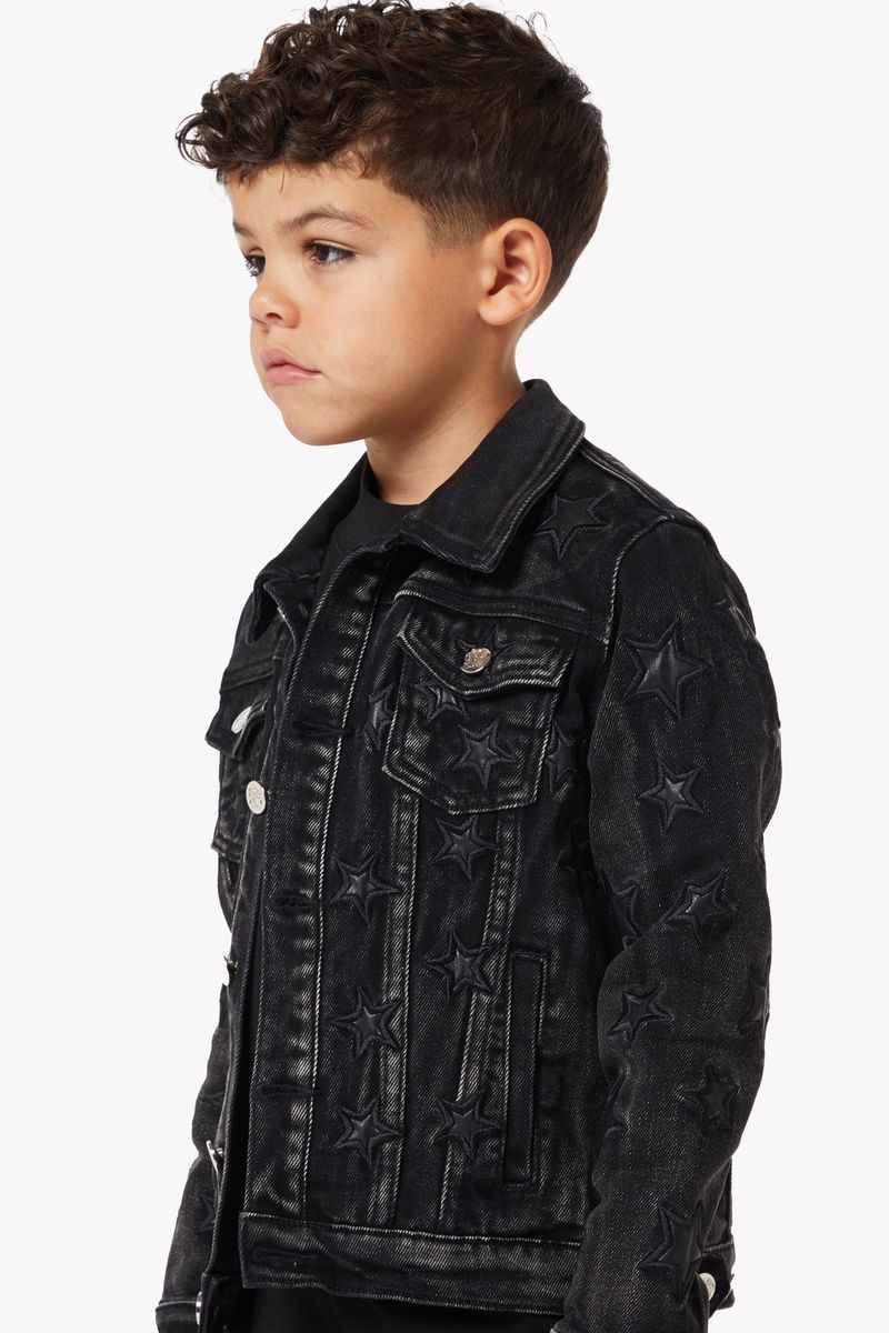 Kids Obsidian Black Stars Stacked Denim Jean Set
