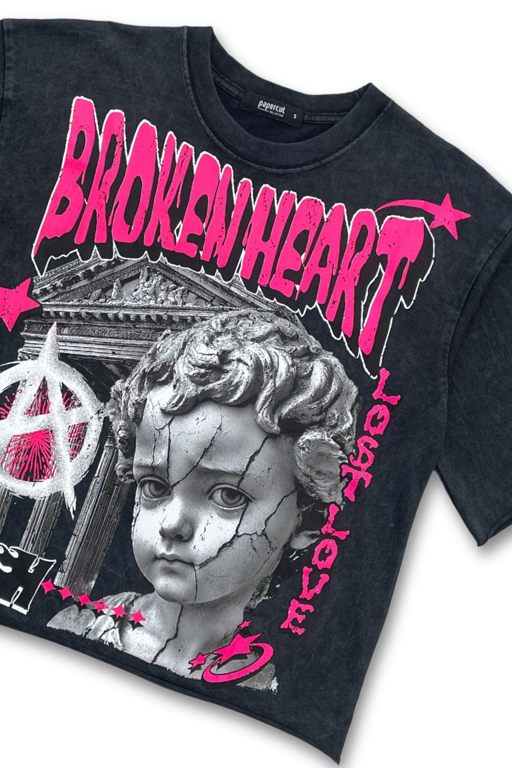 Broken Heart Cropped Graphic T - Shirt