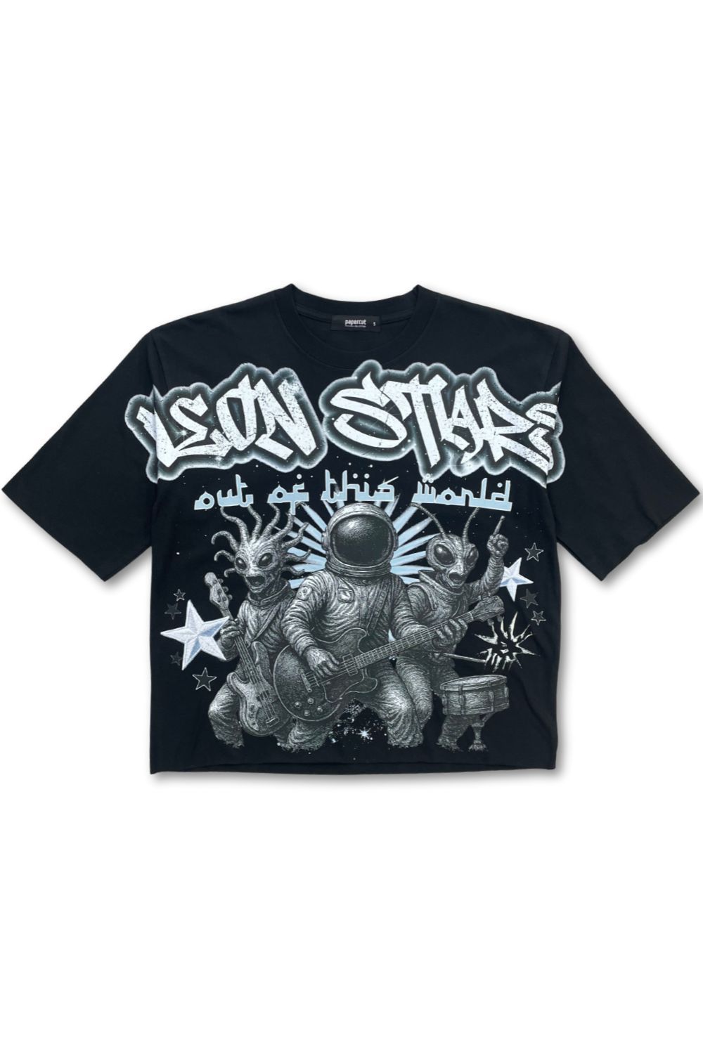 Neon Stars Cropped Graphic T - Shirt
