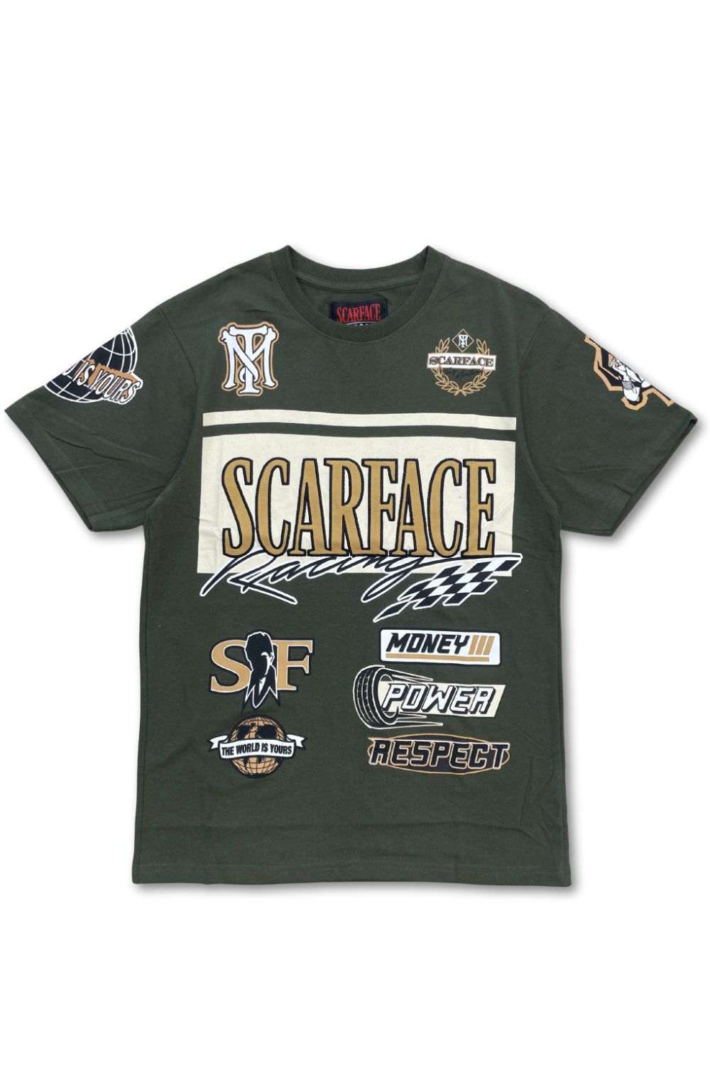 Reason Scarface Money Power Respect T - Shirt - Olive
