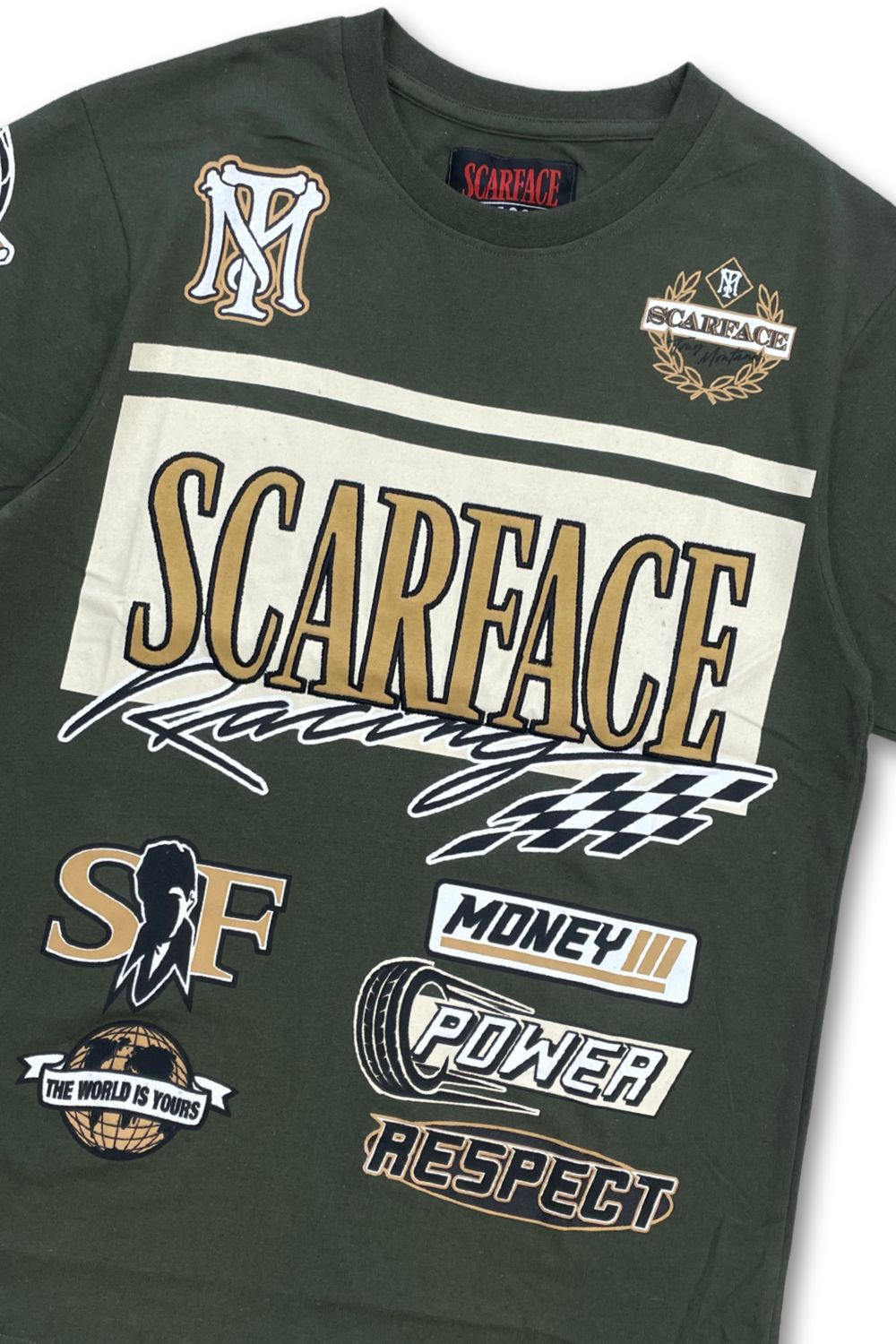 Reason Scarface Money Power Respect T - Shirt - Olive