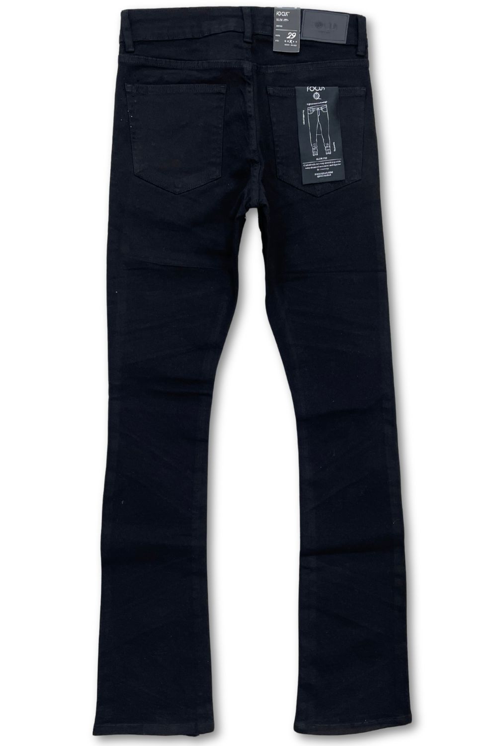 Focus Black Stoned Stacked Jeans