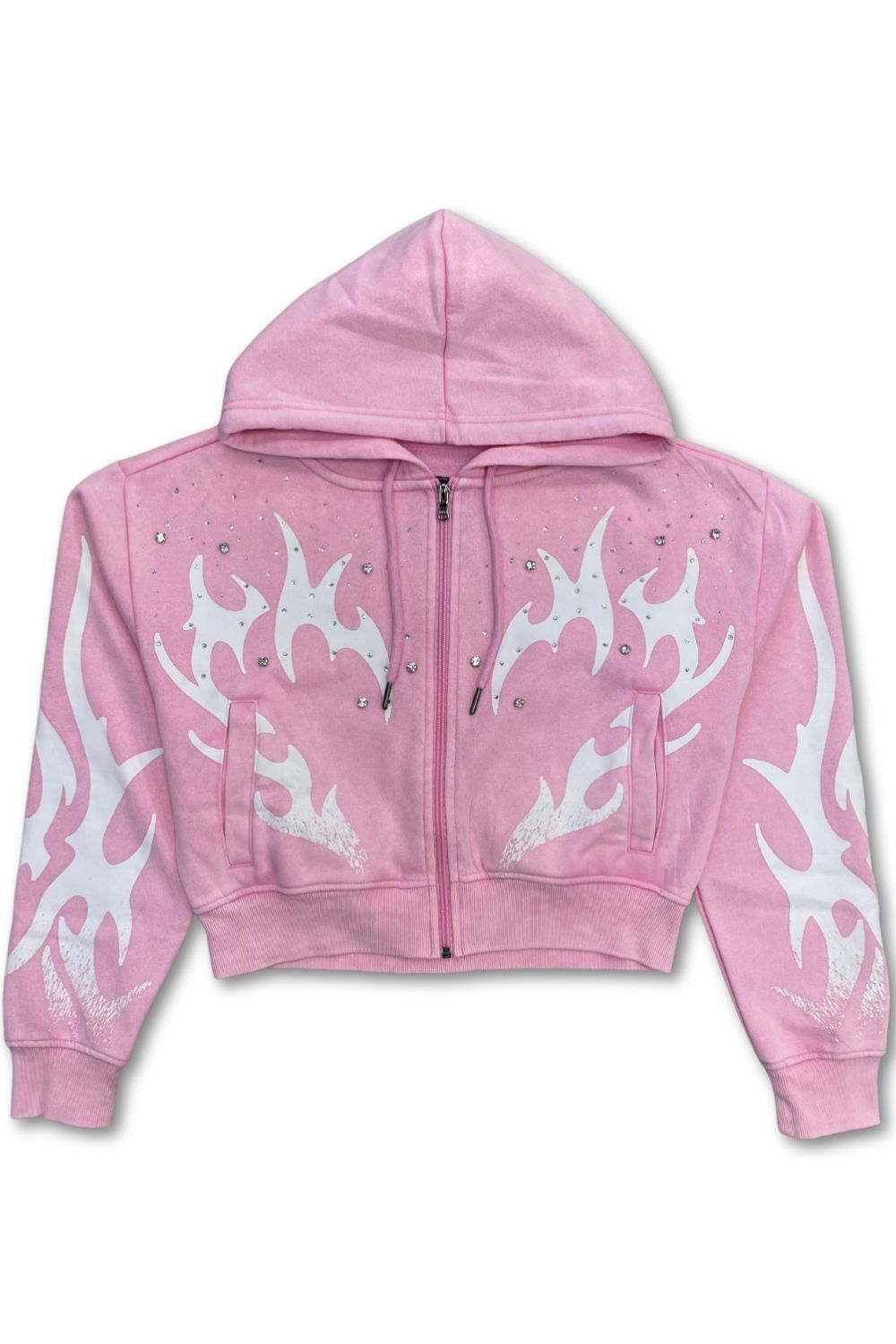 Women’s Red Fox Embellished Rhinestone Stacked Sweatsuit - Pink