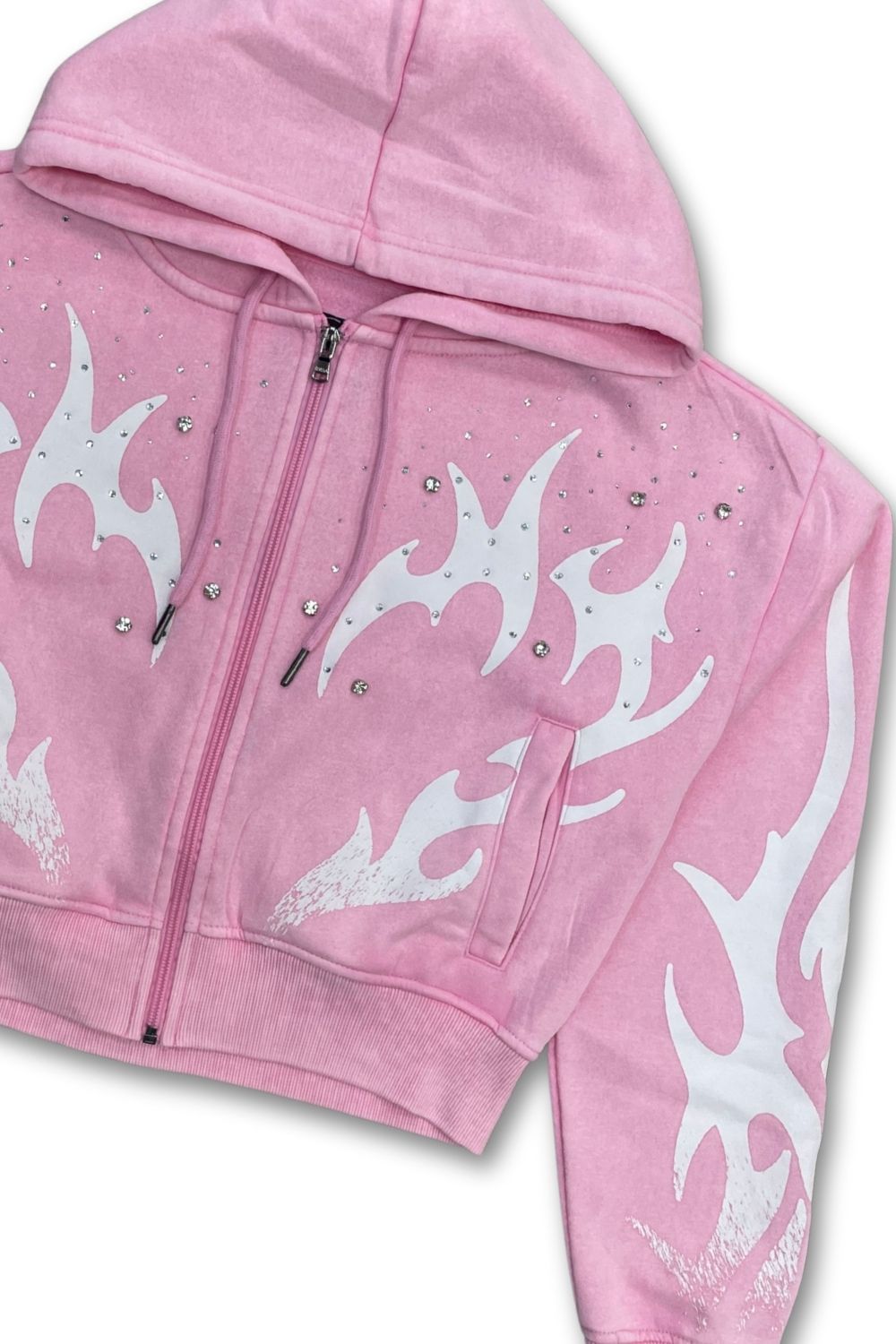 Women’s Red Fox Embellished Rhinestone Stacked Sweatsuit - Pink