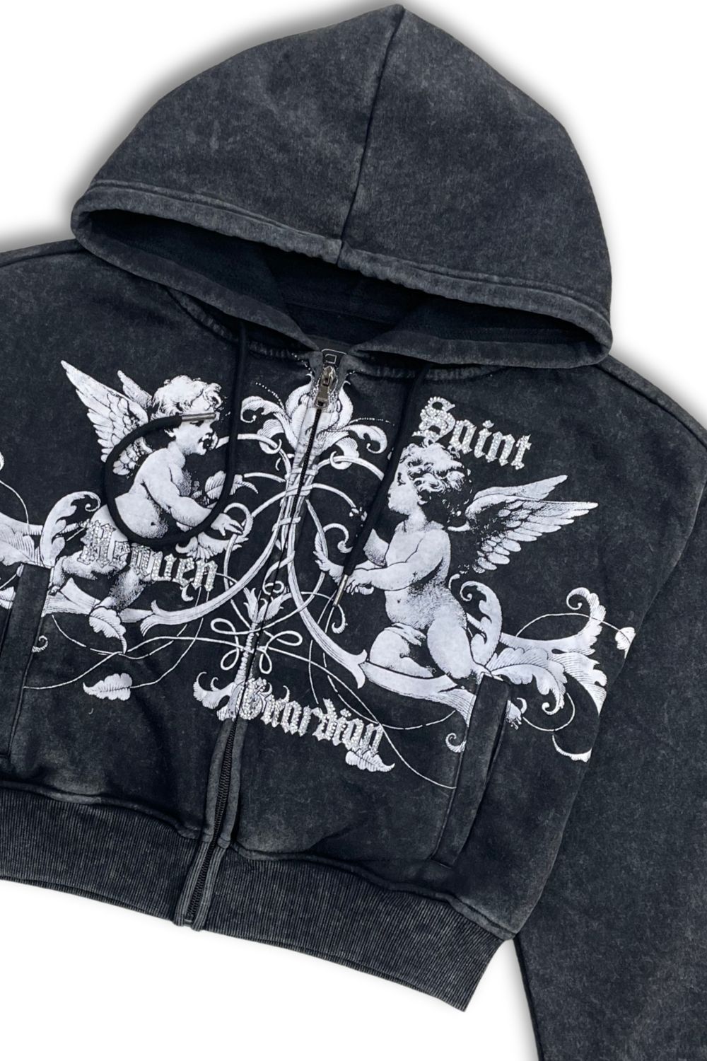 Women’s Red Fox Saint Heaven Guardian Rhinestone Stacked Sweatsuit - Black