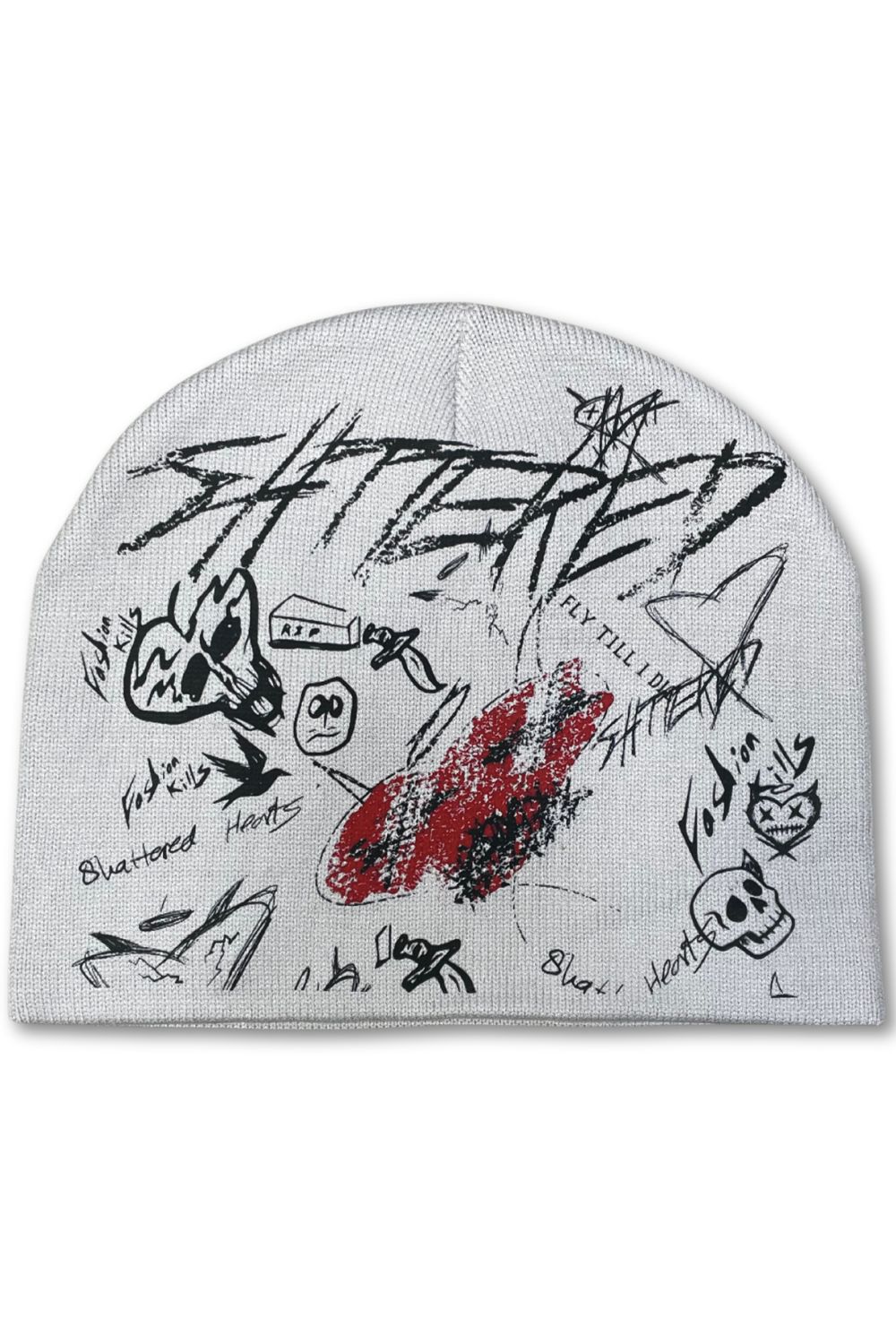 Shattered Hearts Doodle Beanie
