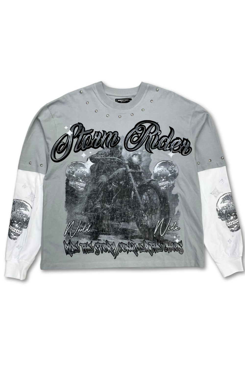 Roku Studio Storm Rider Boxy Layered Long Sleeve T - Shirt - Grey