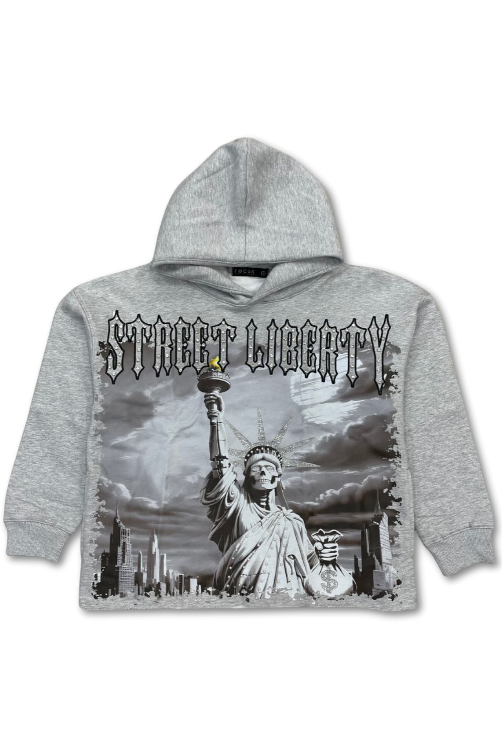 Focus Street Liberty Cropped Hoodie - Grey