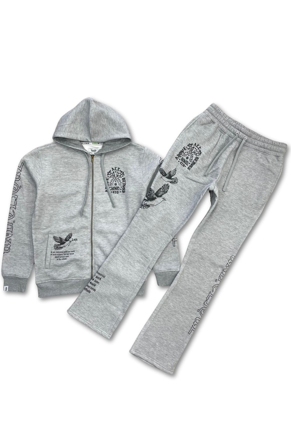 Undrtd Above All Beings Zip-Up Stacked Sweatsuit - Grey