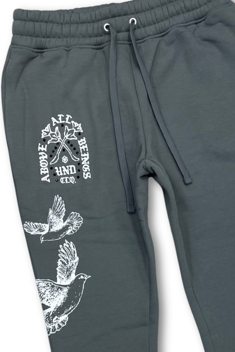 Undrtd Above All Beings Zip-Up Stacked Sweatsuit - Charcoal