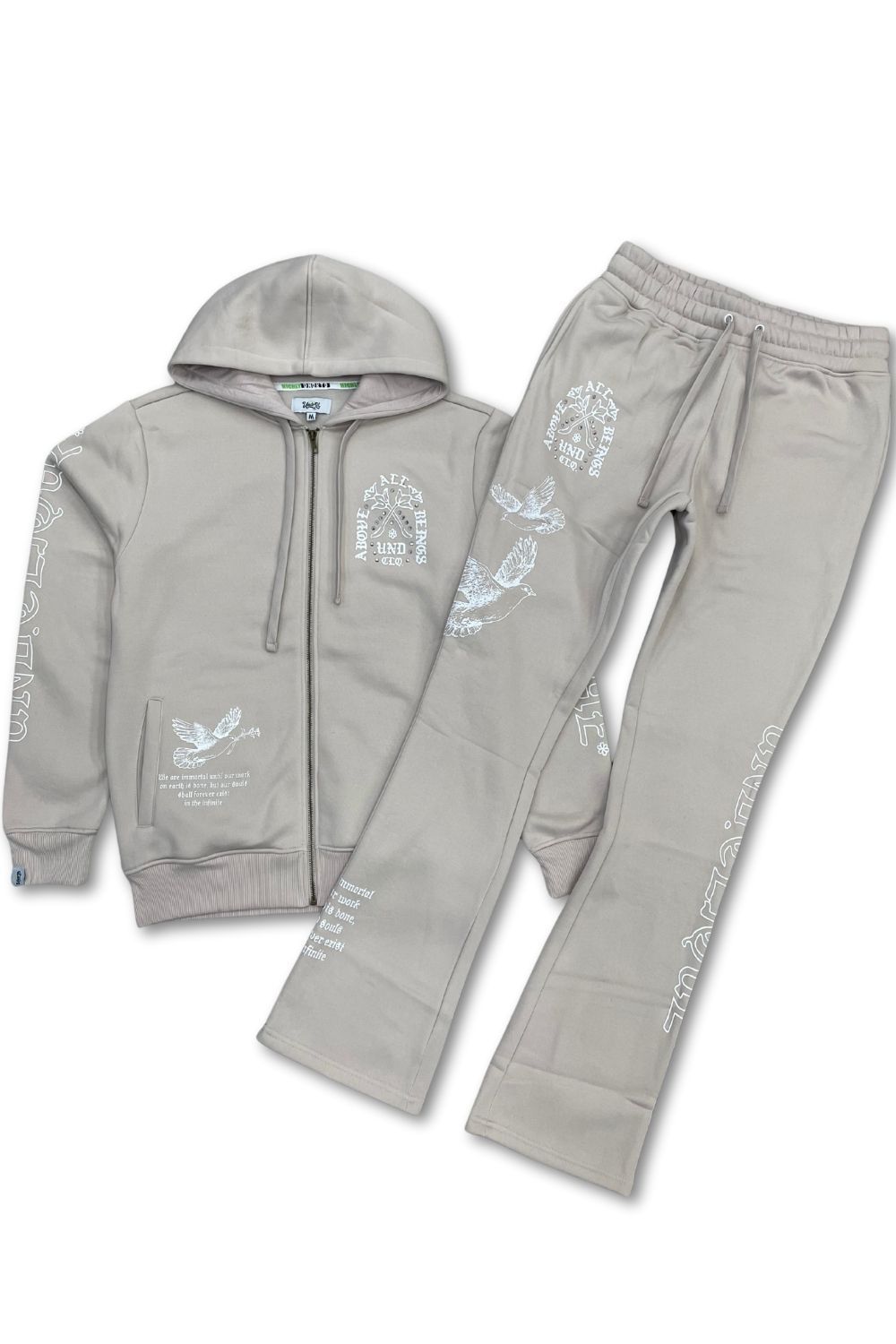 Undrtd Above All Beings Zip-Up Stacked Sweatsuit - Beige