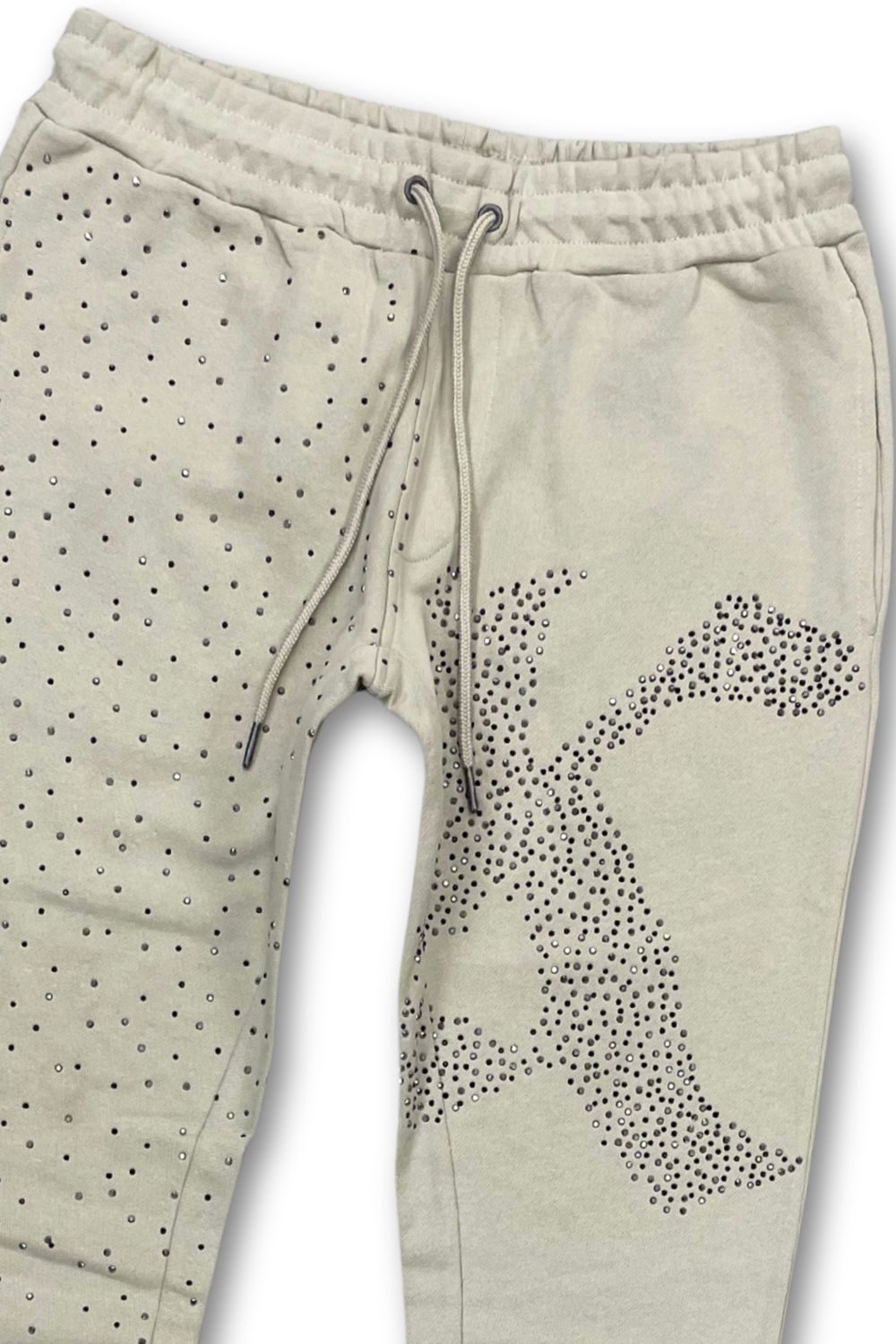 Kindred Rhinestone Stacked Sweatpants - Beige
