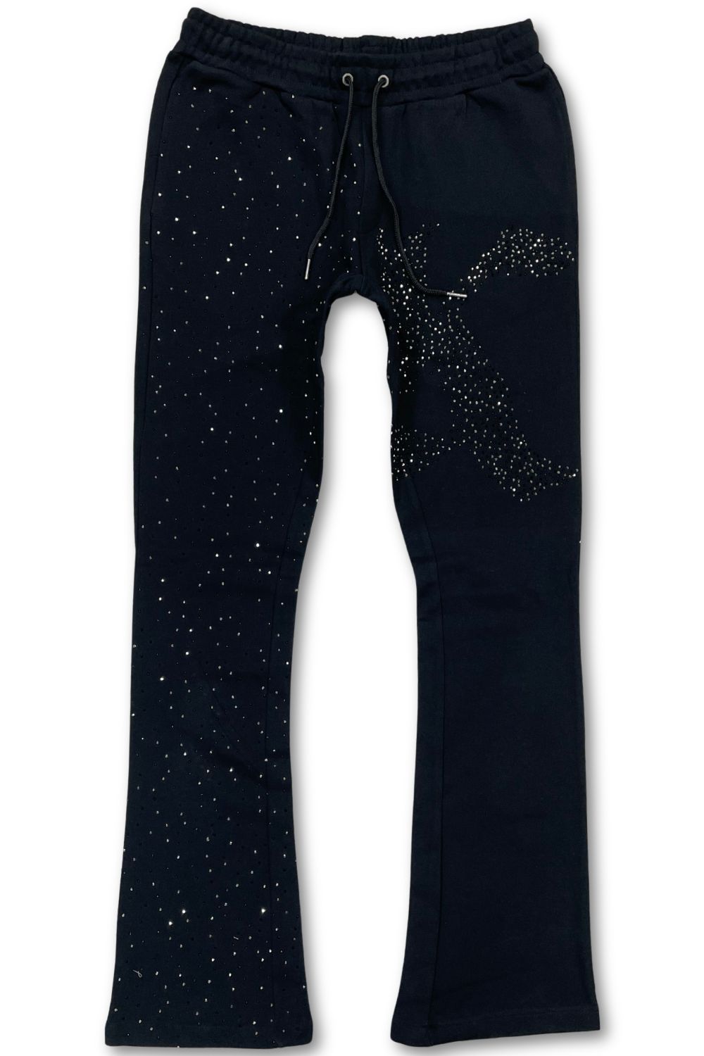 Kindred Rhinestone Stacked Sweatpants - Black