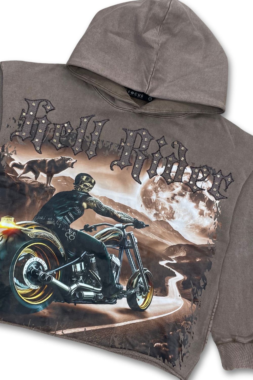 Focus Ride Or Die Cropped Hoodie - Brown