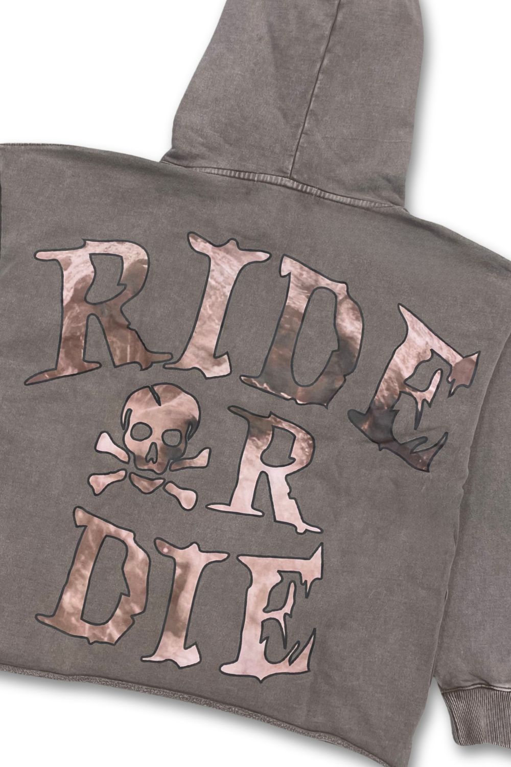 Focus Ride Or Die Cropped Hoodie - Brown