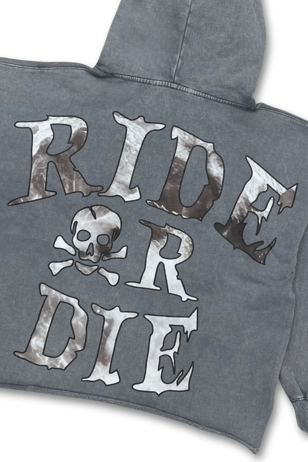 Focus Ride Or Die Cropped Hoodie - Grey