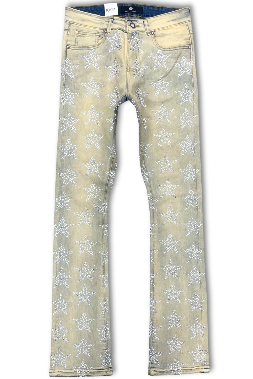 Focus Rhinestone Stars Stacked Jeans - Vintage
