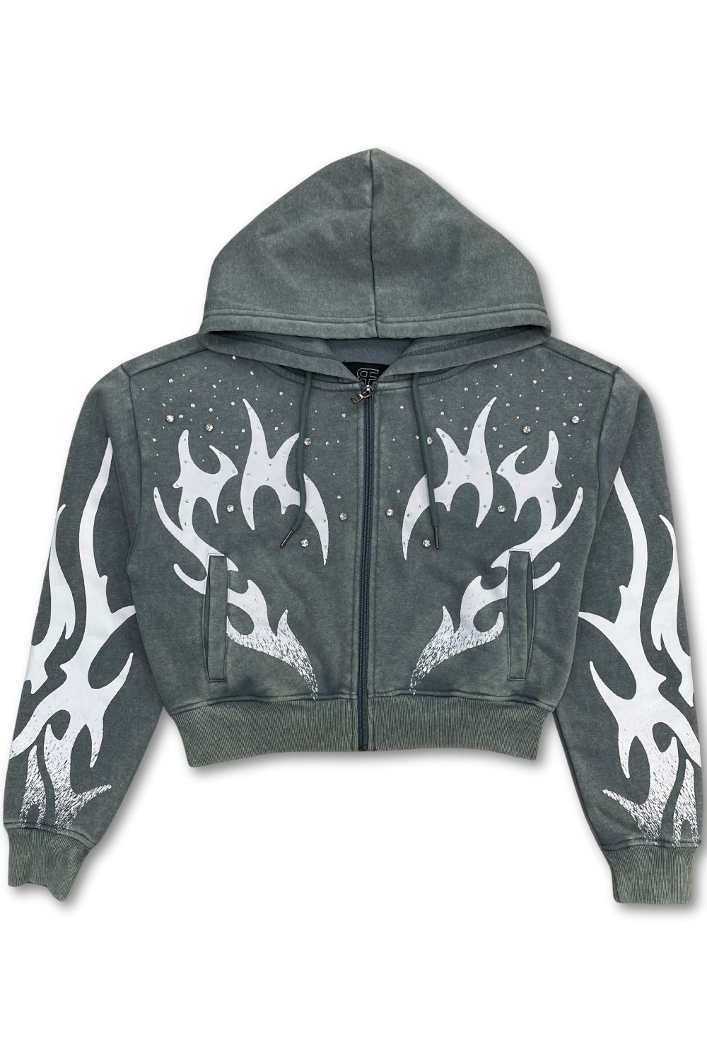 Women’s Red Fox Embellished Rhinestone Stacked Sweatsuit - Slate