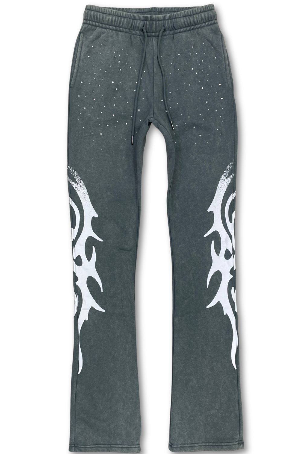 Women’s Red Fox Embellished Rhinestone Stacked Sweatsuit - Slate