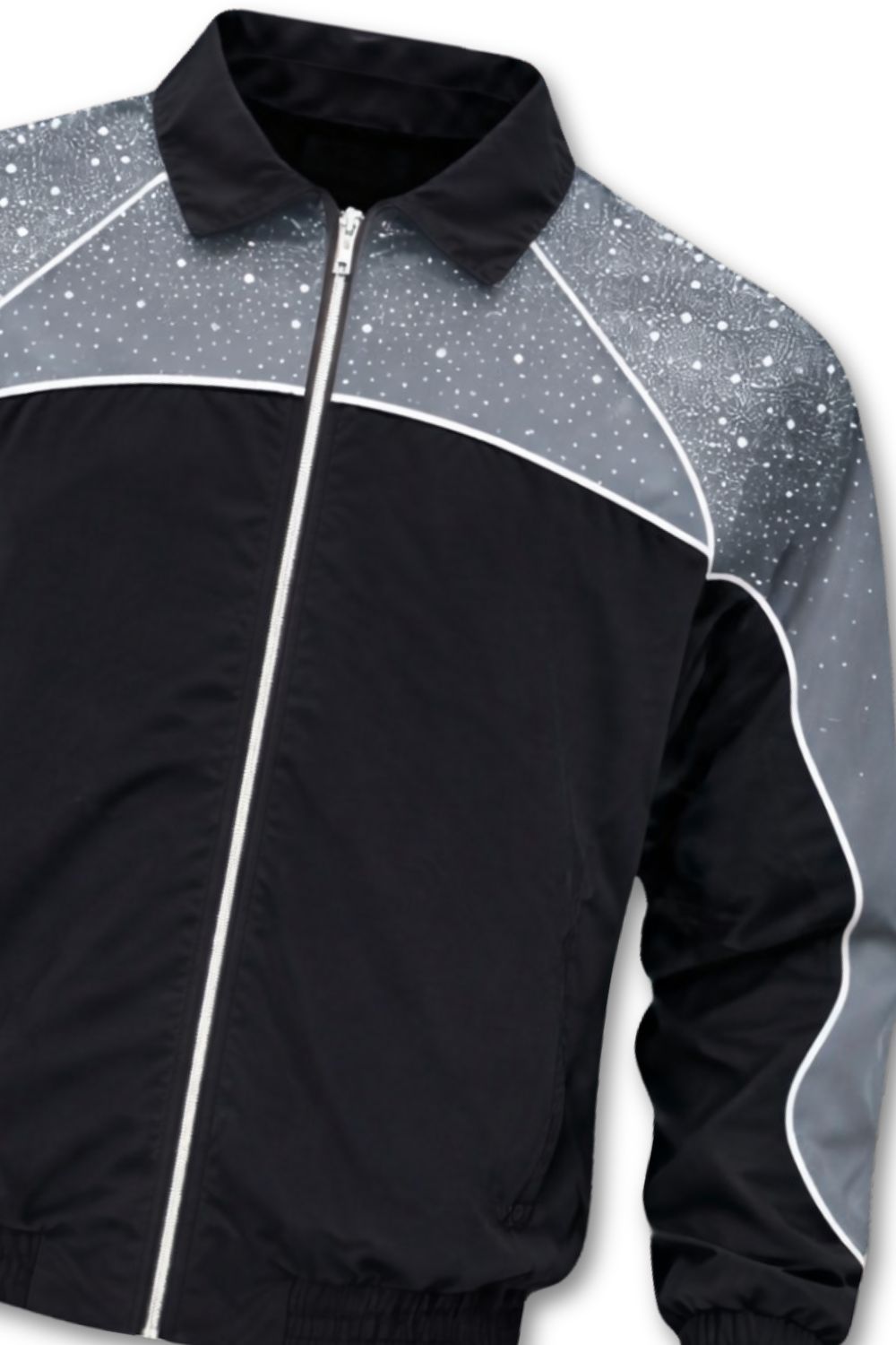 Kindred Rhinestone Nylon Zip-Up Black/Grey