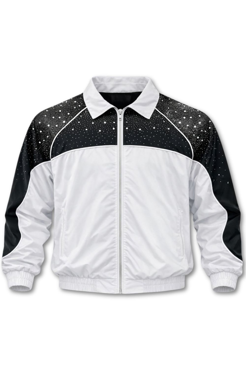 Kindred Rhinestone Nylon Zip-Up White/Black