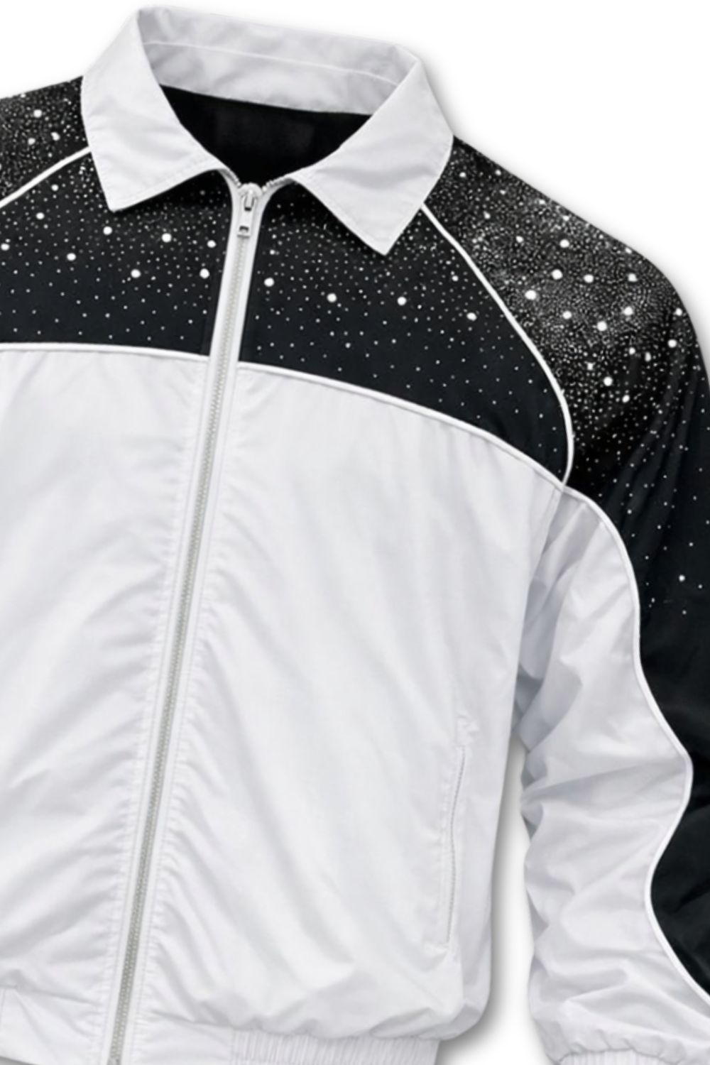 Kindred Rhinestone Nylon Zip-Up White/Black