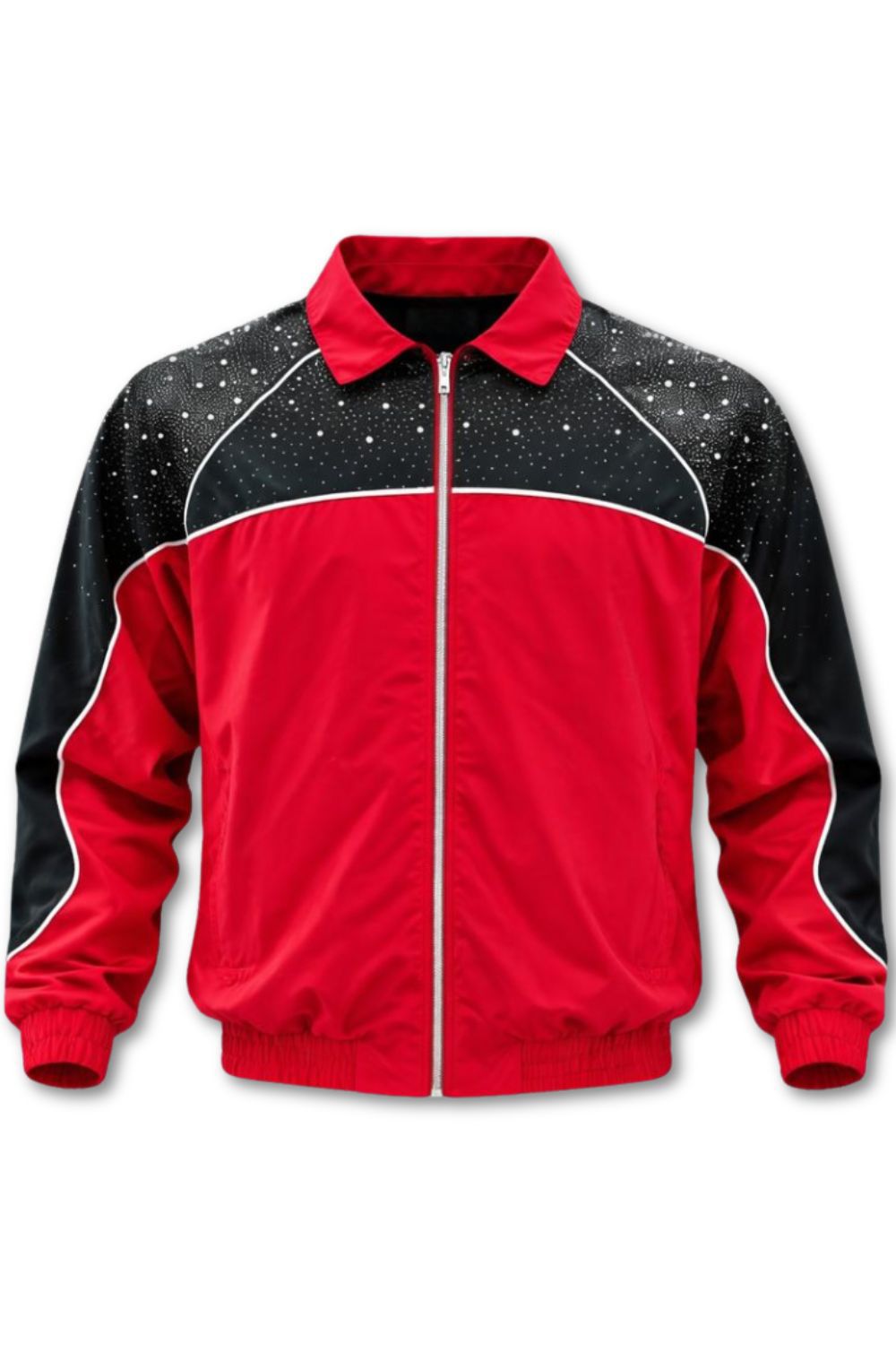Kindred Rhinestone Nylon Zip-Up Red/Black