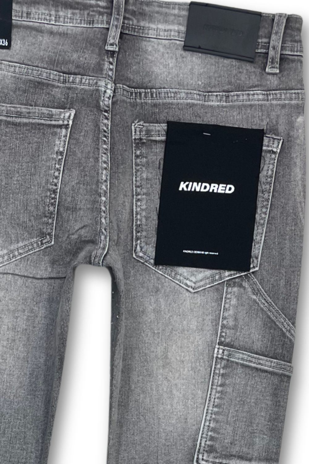 Kindred Full Rhinestone Stacked Jeans - Grey