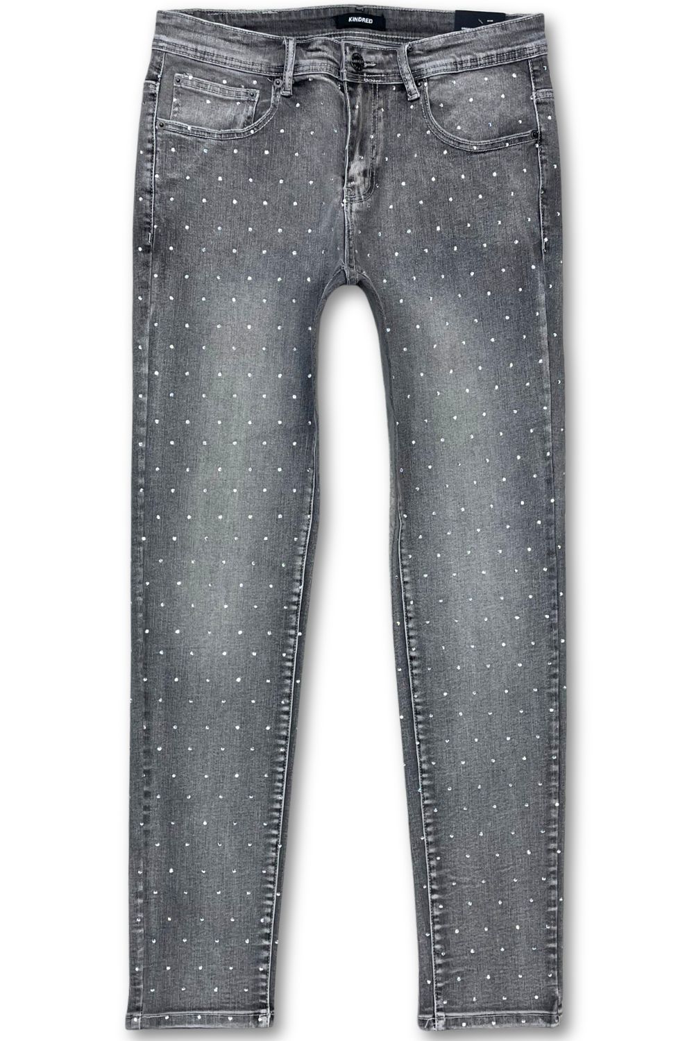 Kindred Rhinestone Premium Skinny Jeans - Grey