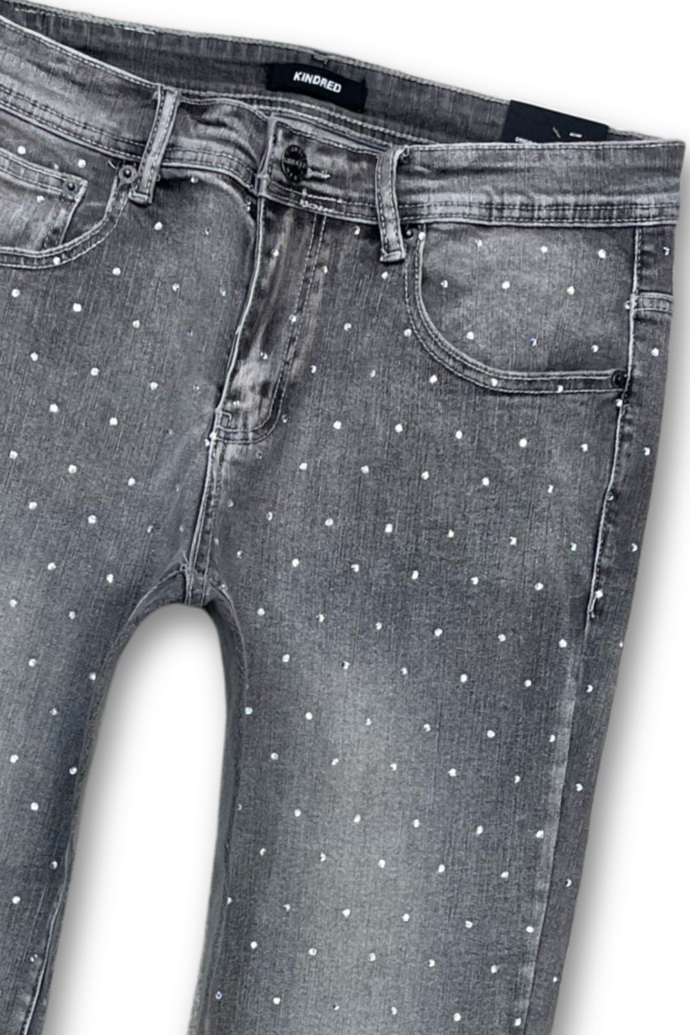 Kindred Rhinestone Premium Skinny Jeans - Grey