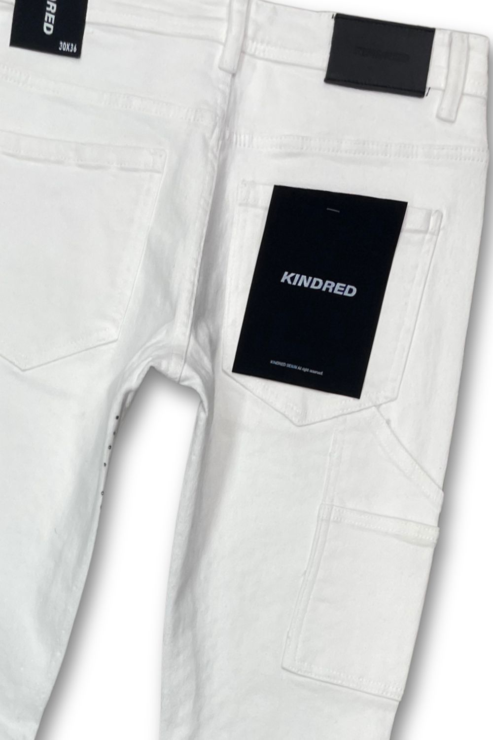 Kindred Full Rhinestone Stacked Jeans - White