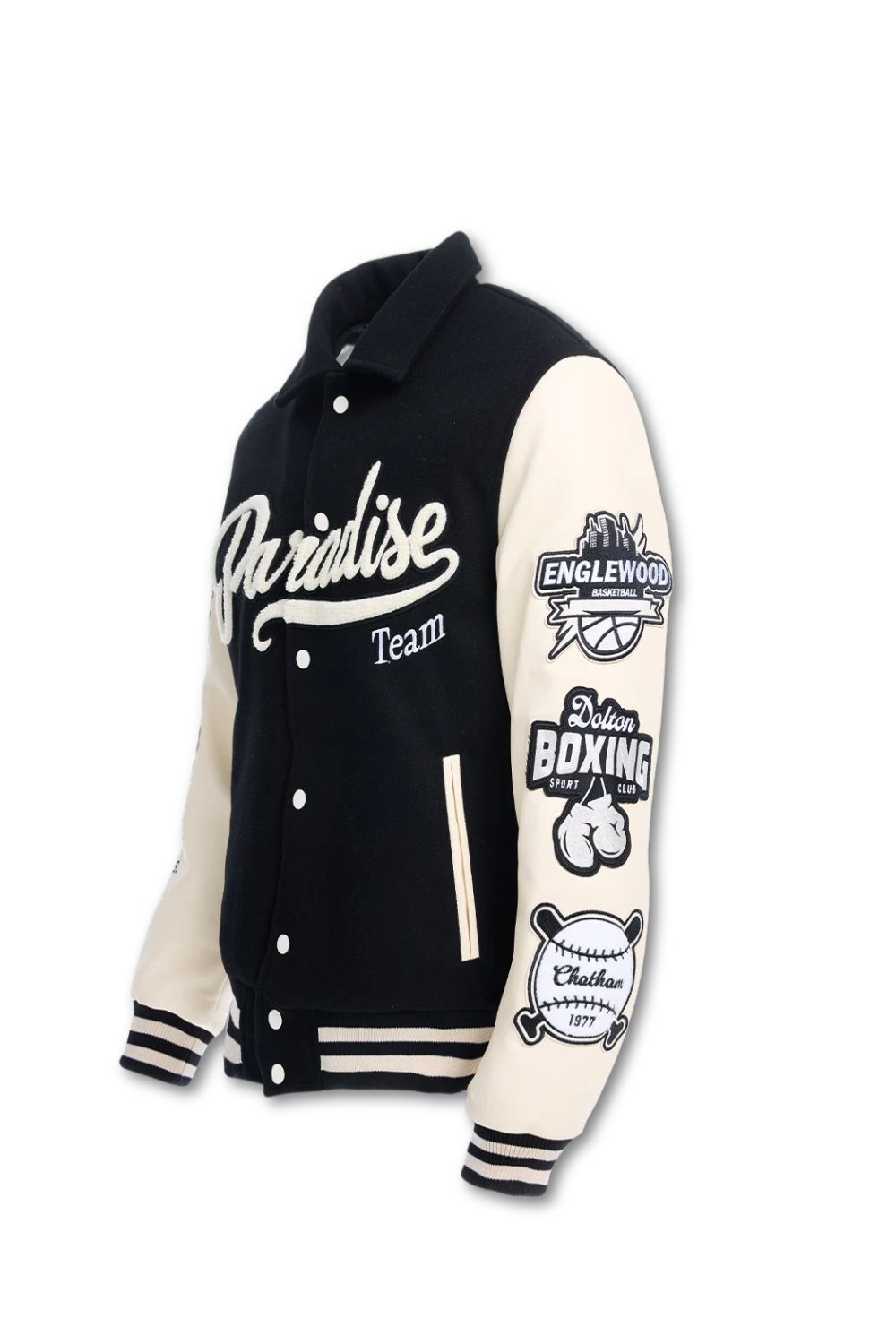 See You In Paradise Paradise Team Varsity Jacket - Black