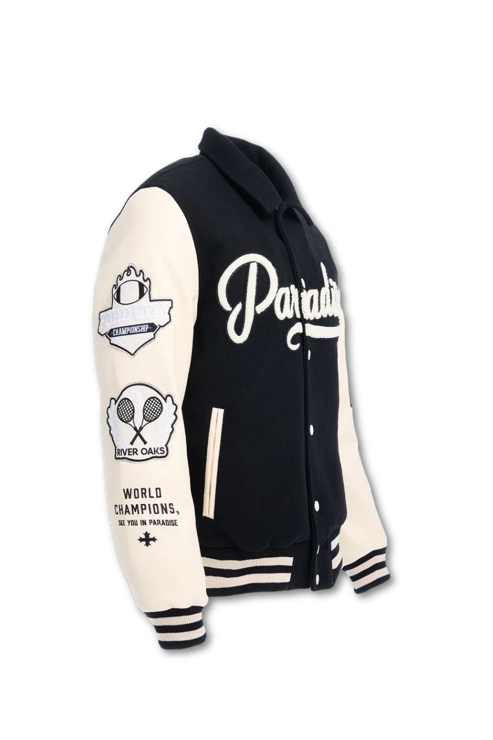See You In Paradise Paradise Team Varsity Jacket - Black