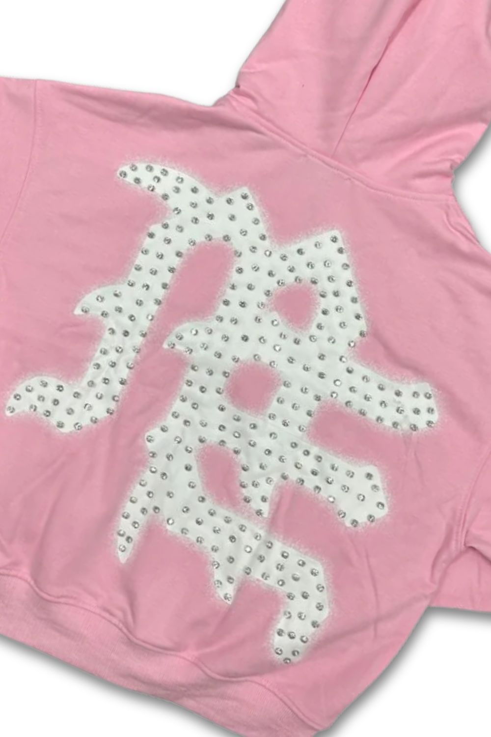 Mixed Emotions Emotions Never Die Rhinestone Zip Up Hoodie - Pink