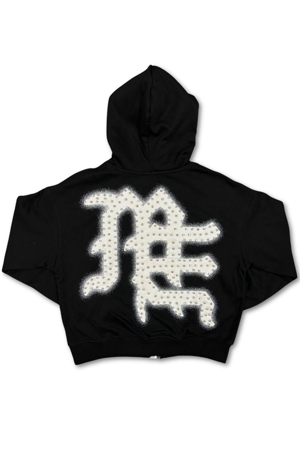 Mixed Emotions Emotions Never Die Rhinestone Zip Up Hoodie - Black