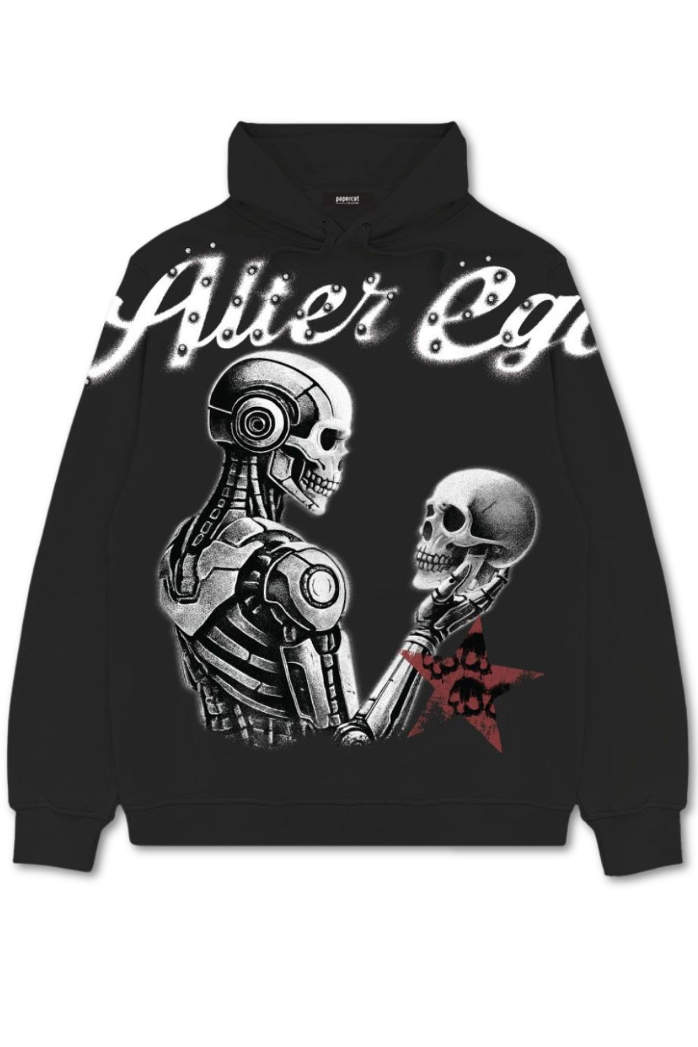Alter Ego Rhinestone Graphic Hoodie - Black
