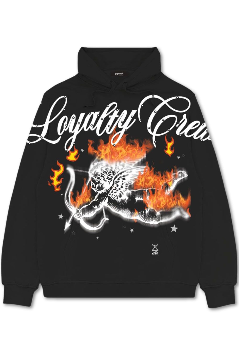 Loyalty Crew Rhinestone Graphic Hoodie - Black