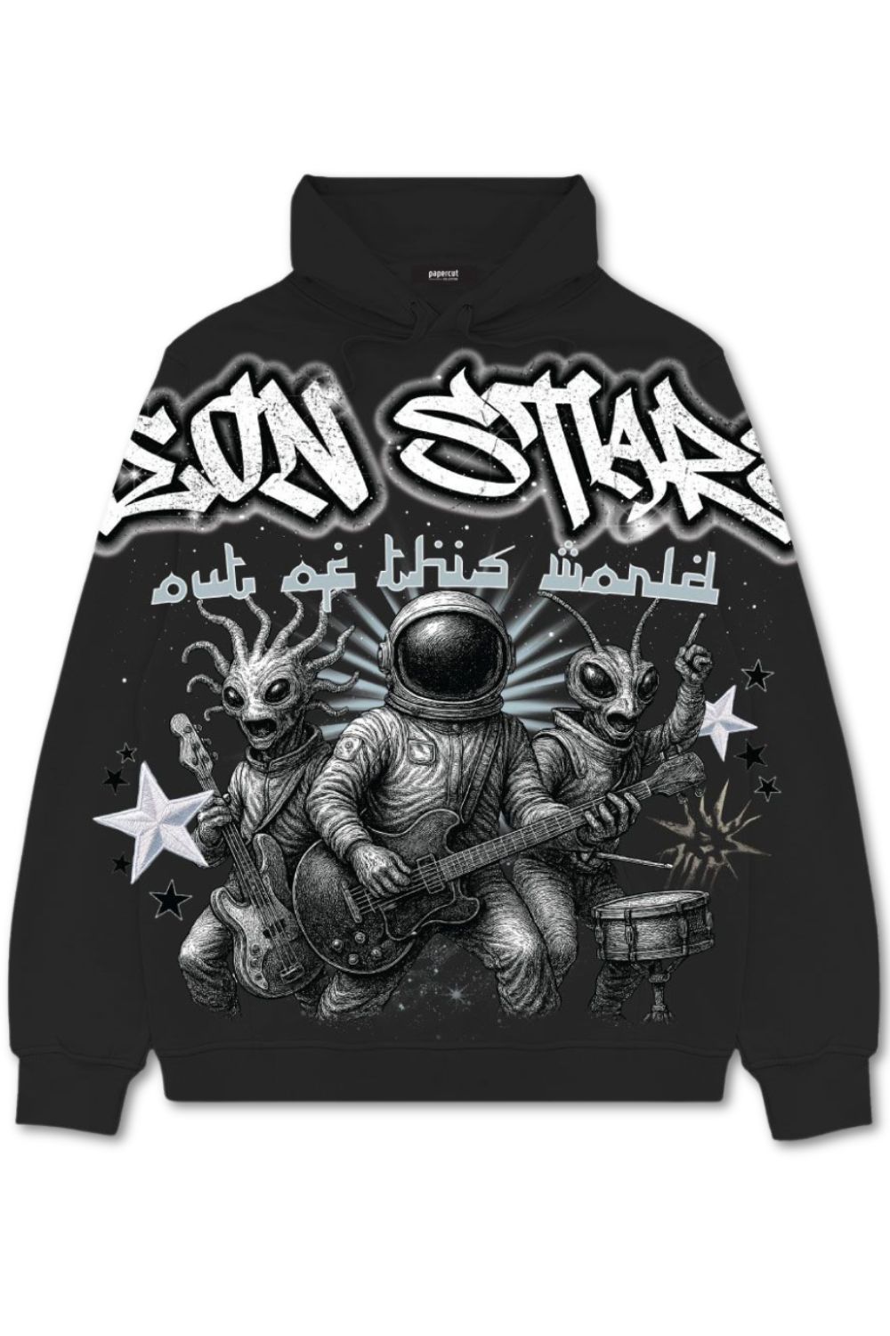 Neon Starts Graphic Hoodie - Black