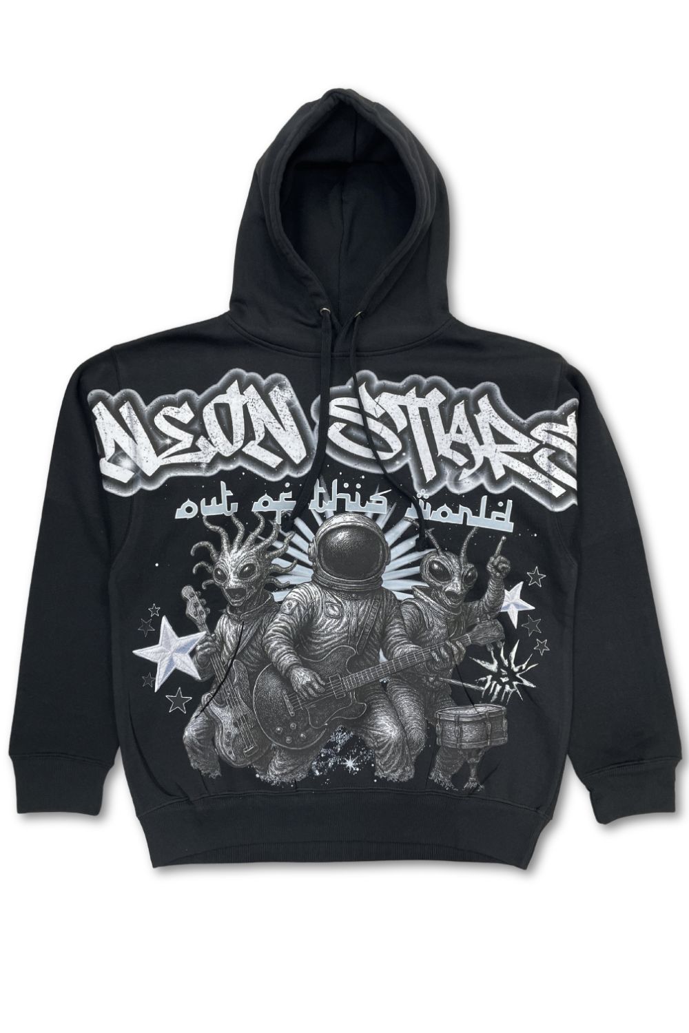 Neon Starts Graphic Hoodie - Black