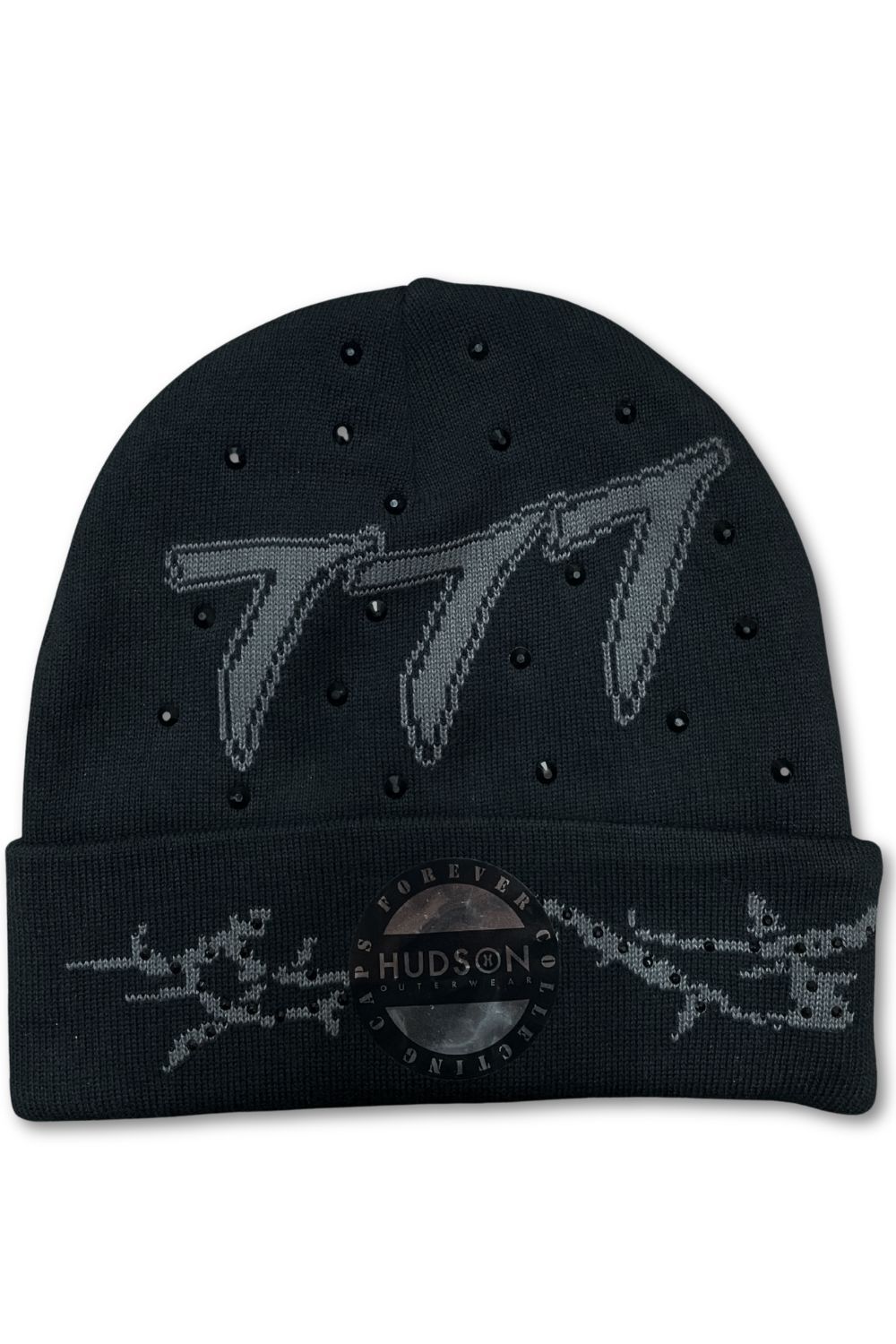 Hudson 777 Diamond Beanie - Black/Grey