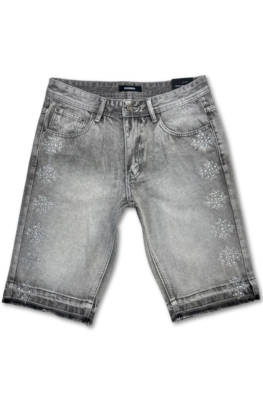 Kindred Rhinestone Jean Shorts - Grey
