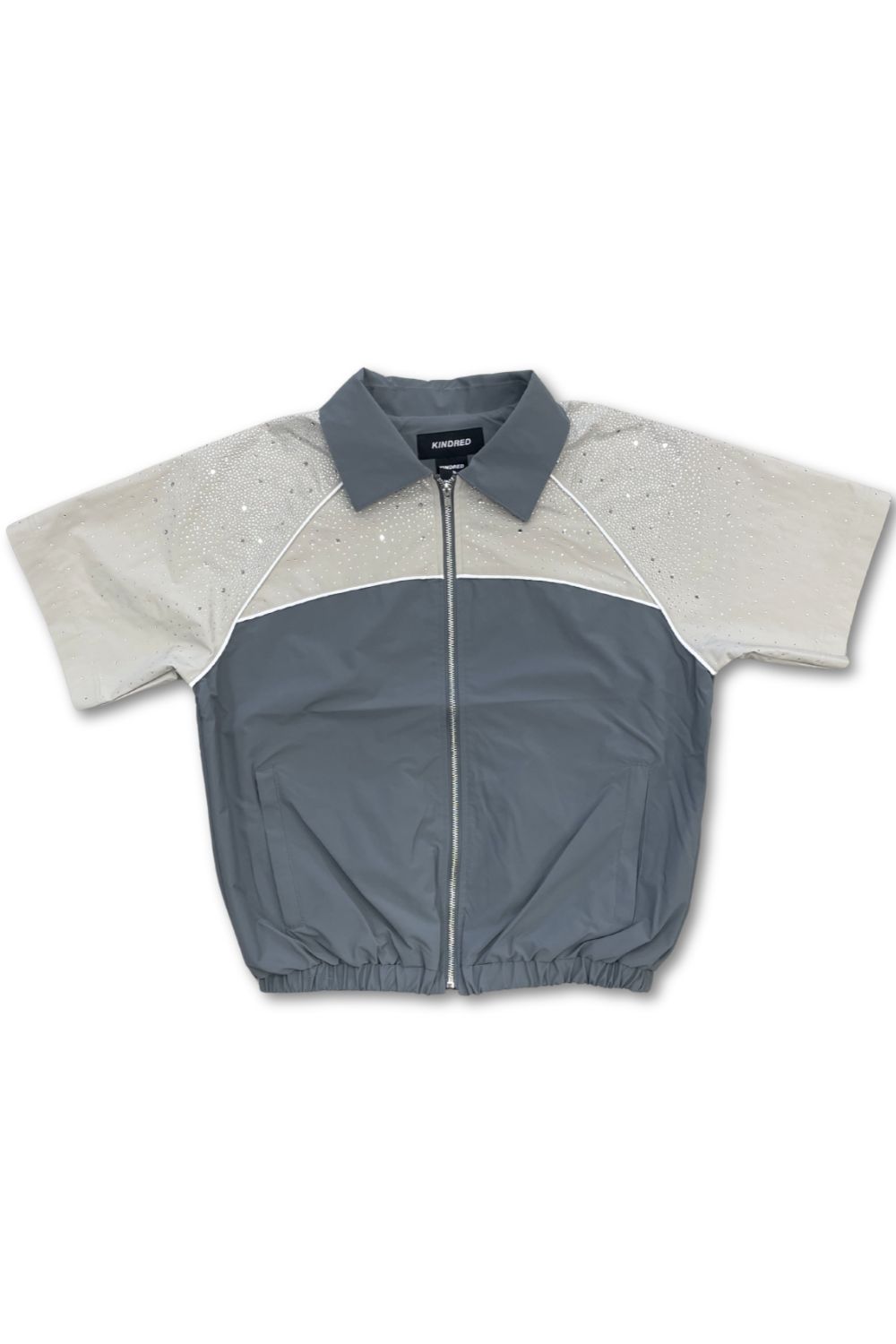 Kindred Nylon Rhinestone Zip Up - Grey