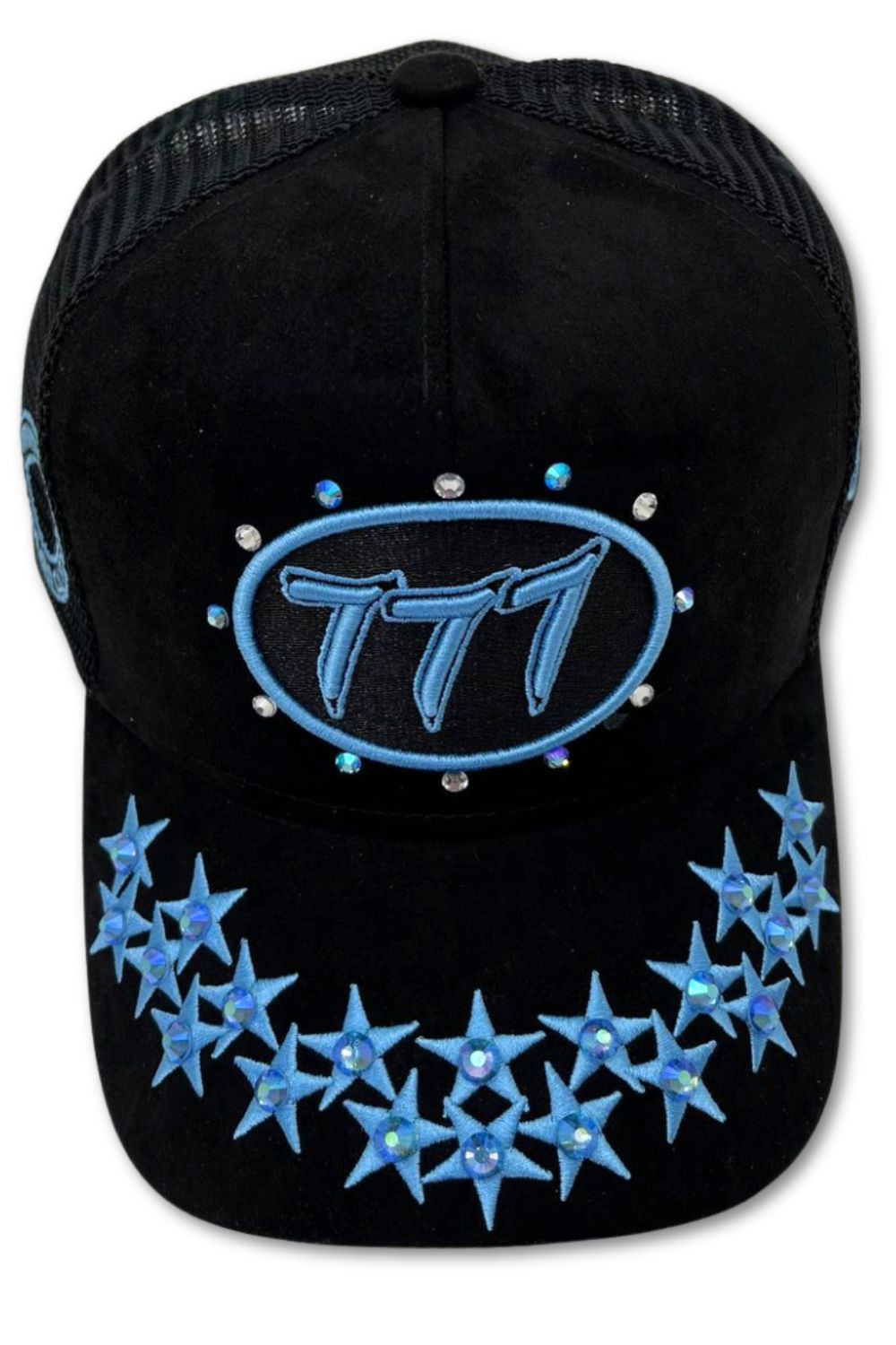 Hudson 777 Rhinestone Trucker Hat - University Blue