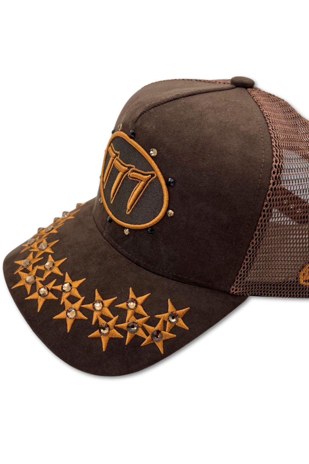 Hudson 777 Rhinestone Trucker Hat - Brown
