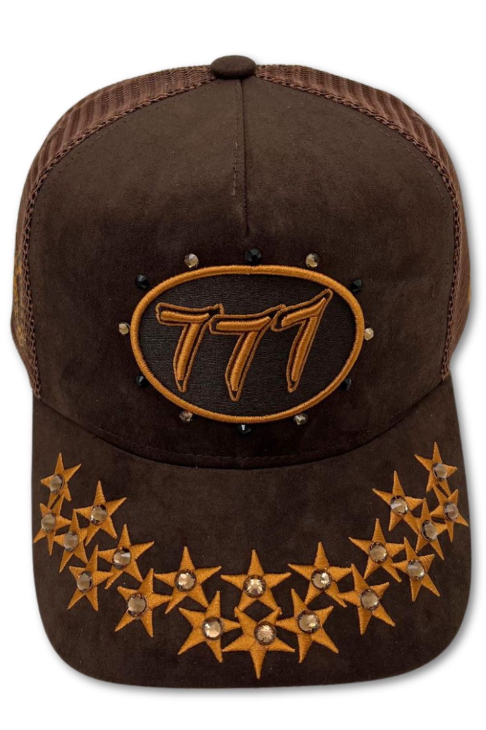 Hudson 777 Rhinestone Trucker Hat - Brown